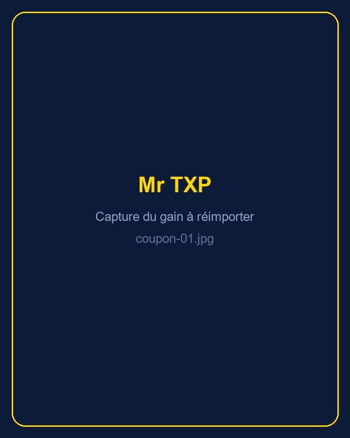 Capture d'un coupon gagné publié sur la chaîne